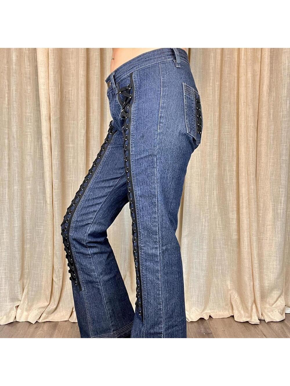 Y2K Lace-Up Jeans - Picture 3 of 7